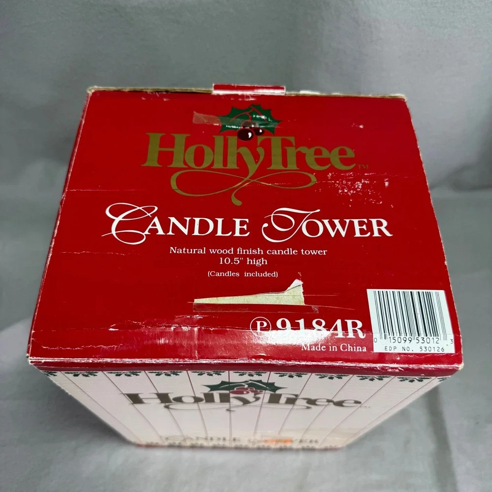 Holly Tree Nativity Carousel Single Tier Candle Tower Vintage Christmas Decor